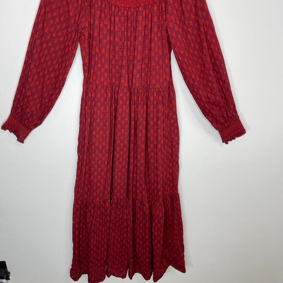 Universal Thread Threads prairie dress maxi dress deep red modest xsmall oversiz - Picture 5 of 16